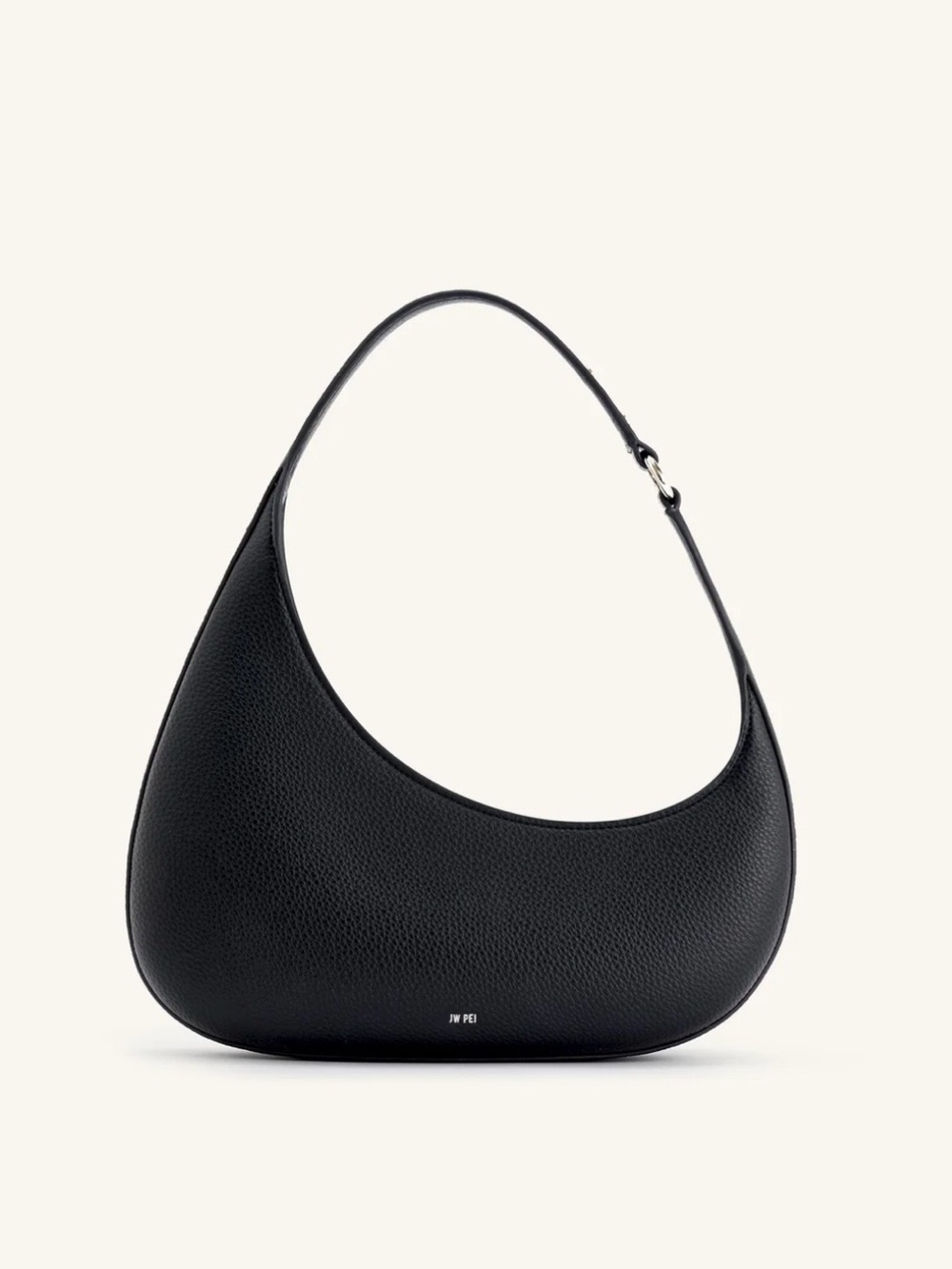 JW PEI Black Pebbled Crescent Shoulder Bag